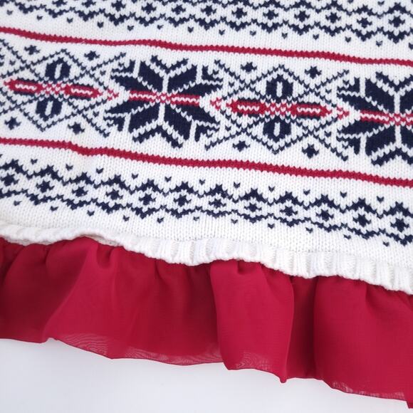 Maggie & Zoe Sweater Dress Small 7-8 Red White Nordic Icelandic Fair Isle Holida - Picture 2 of 5